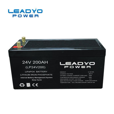IP66 βαθιά μπαταρία 24V 200Ah φωσφορικού άλατος σιδήρου λίθιου μπαταριών λίθιου κύκλων περίπτωσης ABS